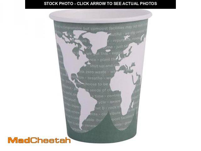 Lot 74-12367454 - ECO PRODUCTS Compostable Disposable World Art 12oz Large Coffee Cups, Case of 1000, Renewable Hot Pa...