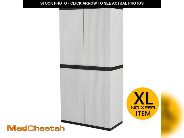 Lot 74-12551764 - Premium One 35 in. W x 71.7 in. x 18.5 in. D 4-Shelf Resin Freestanding Cabinet in Grey - UNUSED