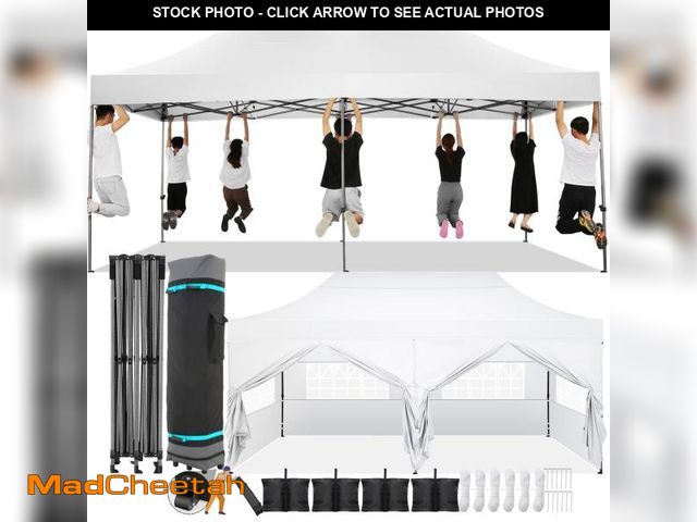 Lot 74-12200542 - COBIZI 10x20 Pop Up Canopy with 6 Sidewall,Heavy Duty Canopy UPF 50+ All Season Wind Waterproof Comm...