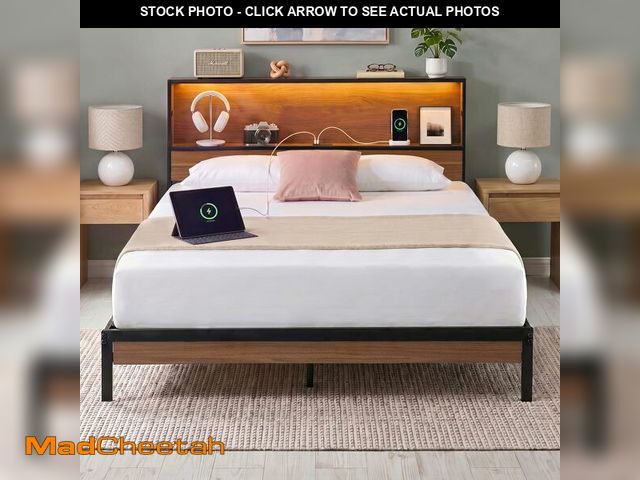 Lot 74-14610525 - Zinus Kai Platform Bed Frame, RGB LED Lights, USB Charging Station, Full - UNUSED