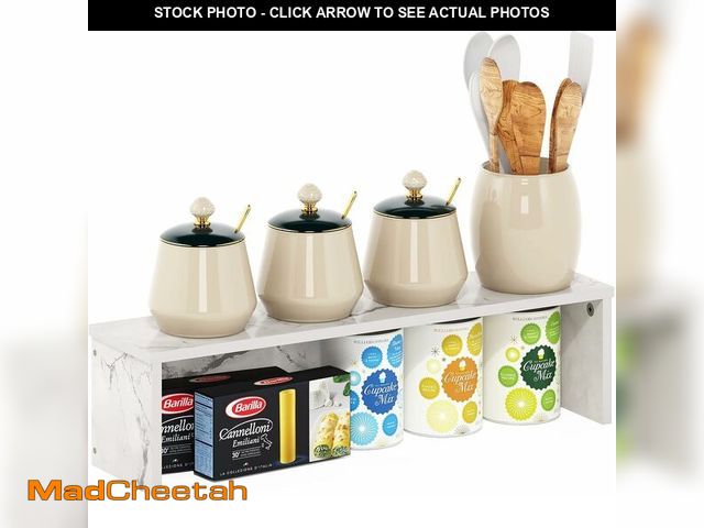 Lot 74-14349438 - Furinno Helena Kitchen Counter Stackable Organizer Shelf, Set of 1, 23-Inch, Marble White - UNUSED