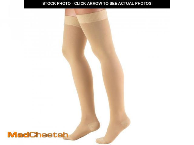 Lot 74-12221657 - Truform 15-20 mmHg Compression Stockings for Men and Women, Thigh High Length, Dot Top, Closed Toe, ...