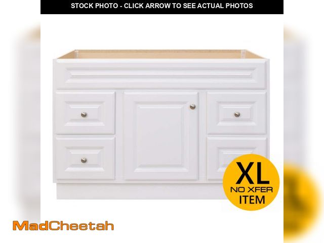 Lot 74-14327752 - Glacier Bay Hampton 48 in. Bathroom Vanity Cabinet without Top in White (Assembled) - UNUSED