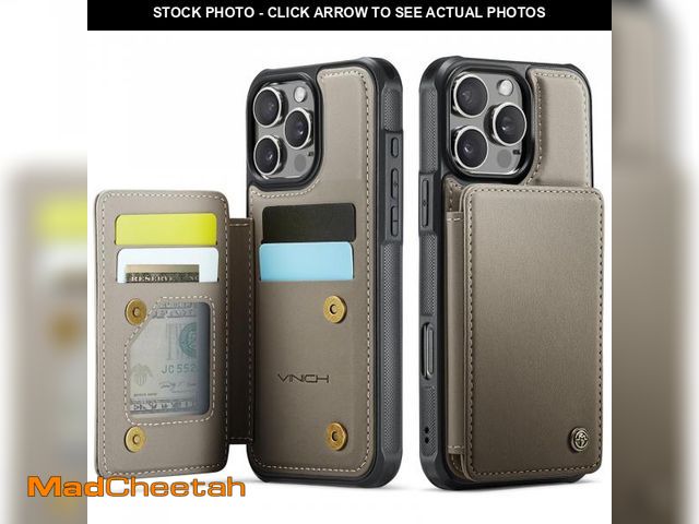 Lot 74-12314853 - Vinich for iPhone 16 Pro 6.3" Wallet Case with Card Holder, RFID Blocking Credit Slots Kickstand Sho...