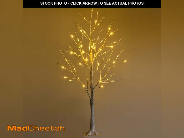 Lot 74-12892043 - Costway 4ft Pre-lit White Twig Birch Tree for Christmas Holiday w/ 48 LED Lights - UNUSED