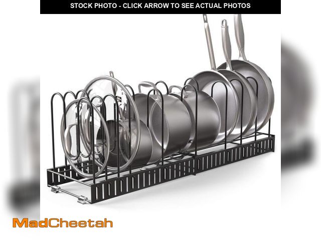 Lot 74-12049024 - Expandable Rack for Cabinets - Vdomus Adjustable Black Pot Rack with 4 DIY Storage Positions - Holds...