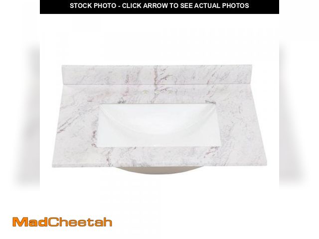 Lot 74-12251411 - Home Decorators Collection 31 in. W x 22 in. D Engineered Stone Composite White Rectangular Single S...