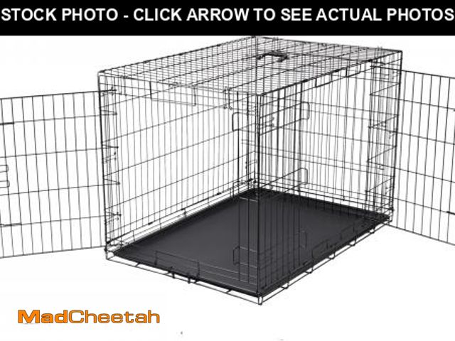Lot 74-12514679 - Basics Durable,Foldable Metal Wire Dog Crate with Tray, Double Door, 42 x 28 x 30 in, Black - UNUSED