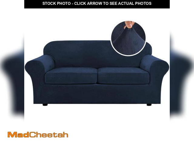 Lot 74-12307440 - H.VERSAILTEX Real Velvet Plush 3 Piece Stretch Sofa Covers Couch Covers for 2 Cushion Couch Sofa Sli...