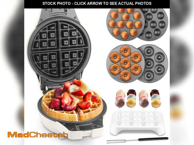 Lot 74-12425964 - *SEE DETAILS* SugarWhisk 3 in 1 Thick Belgian Waffle Maker with Removable Plates, 8" Non Stick Belgi...