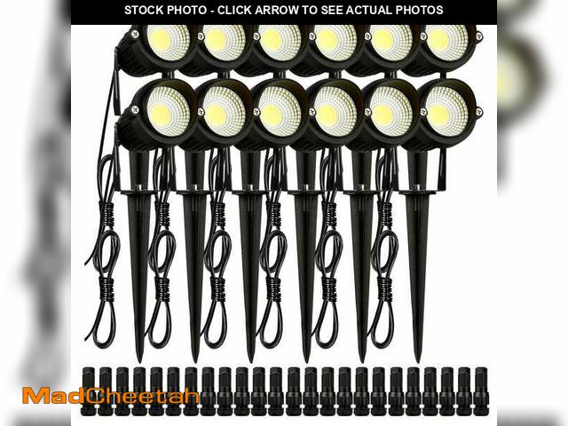 Lot 74-14223650 - VEVOR 12PCS Landscape Lighting 6 Watt 450 Lumens 3000K Low Voltage Black LED Spotlights with IP66 fo...