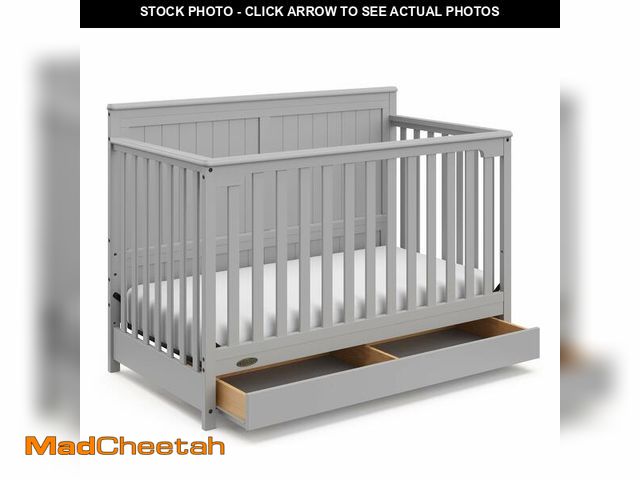 Lot 74-12898034 - Graco Hadley 5-in-1 Convertible Crib with Drawer (Pebble Gray) Ã¢â¬â GREENGUARD Gold Certified, C...