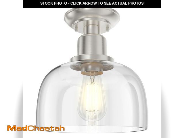 Lot 74-13563892 - EAPUDUN Semi Flush Mount Ceiling Light, Modern Light Fixture with Clear Glass Shade, Brushed Nickel ...