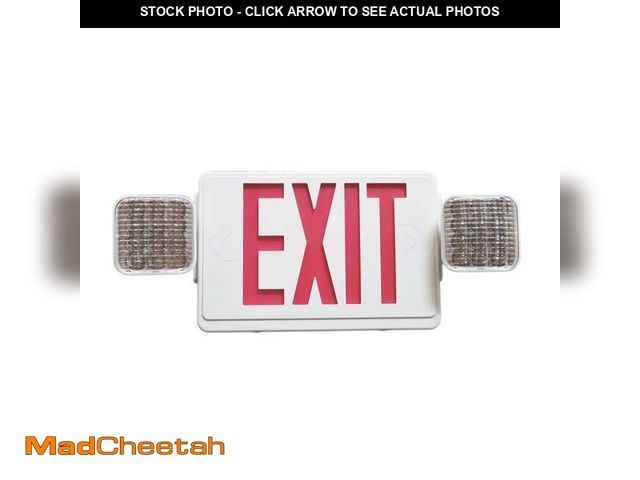 Lot 74-13049483 - Commercial Electric Combo 2.4-Watt Equivalent Integrated LED White Remote Head Capable Exit Sign and...