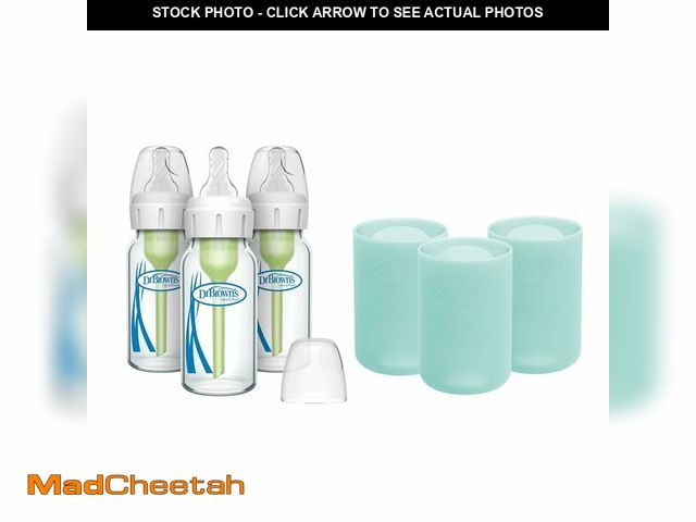 Lot 74-14475002 - Dr. Brown's Anti-Colic Options+ Narrow Glass Baby Bottles 4 oz/120 mL, with Level 1 Slow Flow Nipple...