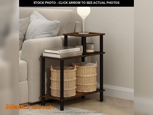 Lot 74-12491923 - Furinno Turn-N-Tube 23.62 in. Amber Pine/Black Rectangle Wood End Table - USED