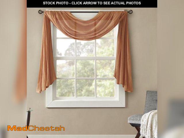 Lot 74-4687603 - Charlton Home Bruggeman Solid Color Sheer Rod Pocket Window Scarf Curtain Color: Spice, Size 42x144 ...