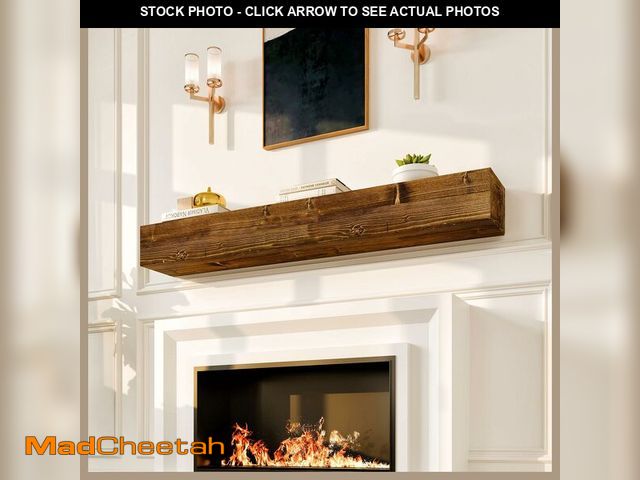 Lot 74-12572661 - (MISSING HARDWARE) Avana Rustic Fireplace Mantle Shelf 60 Inches - Handcrafted Wood Mantles For Over...