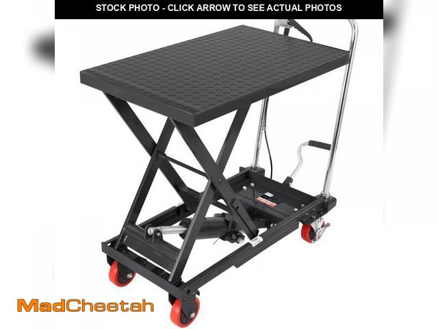 Lot 74-12387409 - VEVOR Hydraulic Lift Table Cart, 500lbs Capacity 28.5" Lifting Height, Manual Single Scissor Lift Ta...