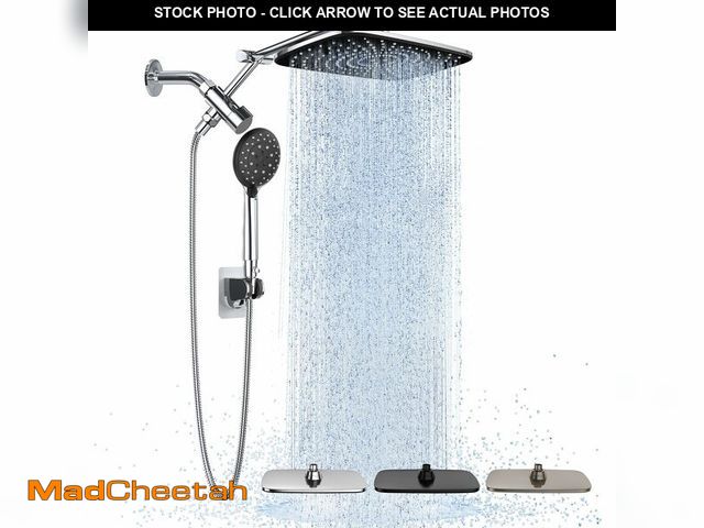 Lot 74-12707056 - Veken Wide Rain Shower Head with Handheld, High Pressure Rainfall Showerhead Combo with Arm for Bath...