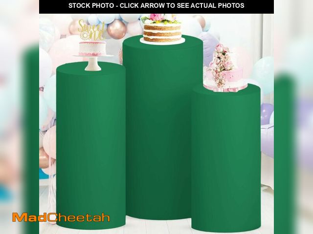 Lot 74-12333809 - WUPIOS Cylinder Covers Set of 3 Green Cylinder Cover for Parties Round Pedestal Covers Cylinder Stan...