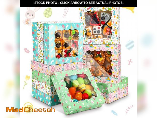 Lot 74-11556680 - Skyygemm 12 Pcs Easter Treat Boxes with Window Bunny Egg Cookie Boxes Easter Cardboard Donut Box Eas...