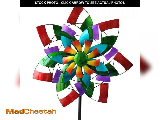 Lot 74-12149924 - Gronhof 24" Dia Large Wind Spinner, Colorful Metal Wind Sculptures 83.5" Height Heavy Kinetic Windmi...