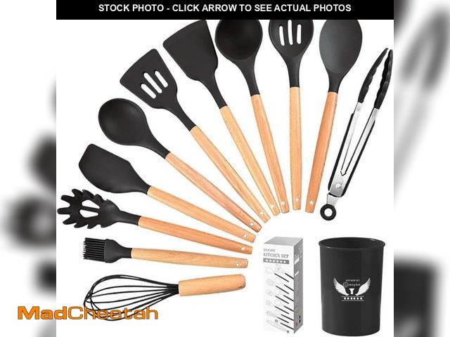 Lot 74-12331636 - Silicone Cooking Utensils Set, 11 Pcs Black Silicone Cooking Utensils Set, Nonstick &amp; 230ÃÂ°C H...