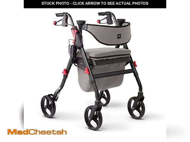 Lot 74-12028904 - Medline Premium Empower Rollator Walker with Memory Foam Seat, Gray &amp; Black, 300 lb. Weight Capa...