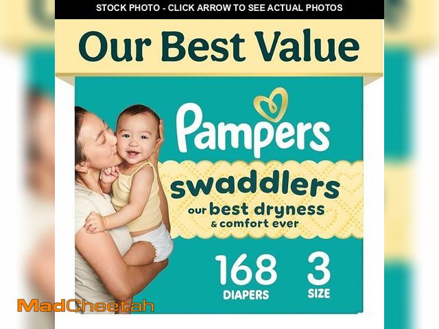 Lot 74-14305108 - Swaddlers Diapers, Size 3 (13-26 lbs), 168 Count, Fragrance Free, Hypoallergenic, Absorbent, Pediatr...