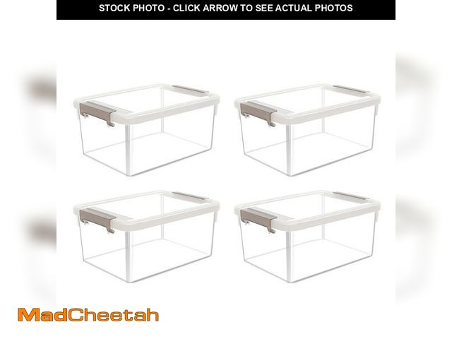 Lot 74-13541527 - Citylife 4 Packs Small Storage Bins with Lids 3.2 QT Plastic Storage Containers for Organizing Stack...