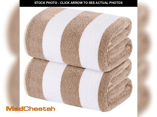 Lot 74-12315173 - White Classic Beach Towels Oversized Cabana Stripe Cotton Bath Towel Large - Luxury Plush Thick Hote...