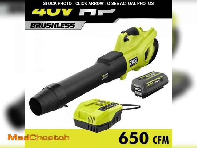 Lot 74-12135995 - 40V HP Brushless Whisper Series 160 MPH 650 CFM Cordless Battery Leaf Blower with 4.0 Ah Battery and...