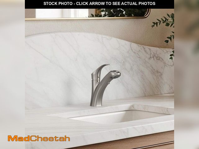 Lot 74-14344114 - EVERSTEIN Retractale Single Handle Single Hole Bathroom Faucet with Pull-Out Sprayer in Brushed Nick...
