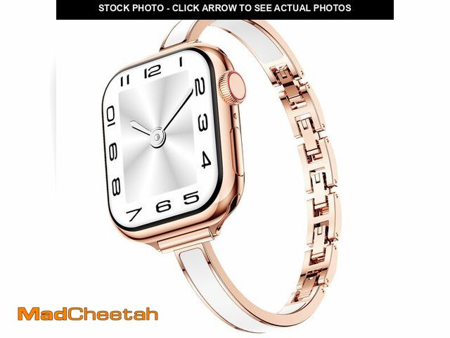 Lot 74-14062482 - Mosonio Slim Bracelet Bands for Apple Watch Women, Elegant Thin Metal Band with Embedded Silicone Ac...
