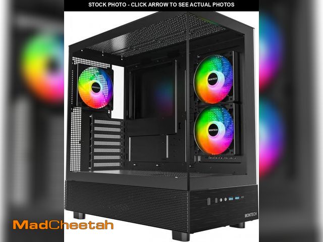 Lot 74-12137898 - MONTECH XR, ATX Mid-Tower PC Gaming Case, 3 x 120mm ARGB PWM Fans Pre-Installed, Full-View Dual Temp...