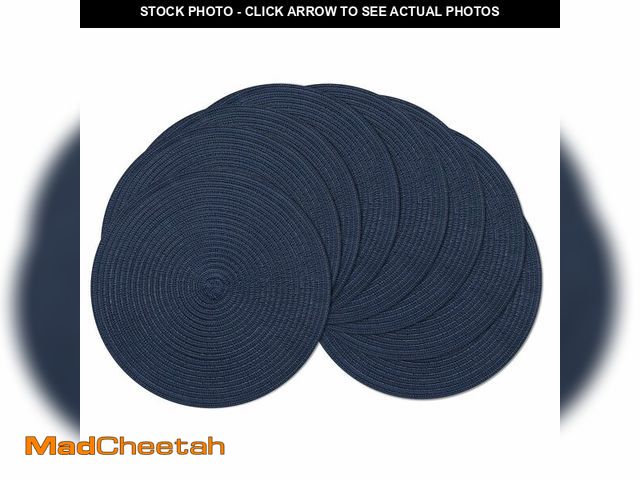 Lot 74-13719607 - SHACOS Round Placemats Set of 8 Washable 15 inch Round Table Mats Cotton Polyester Woven Braided Pla...