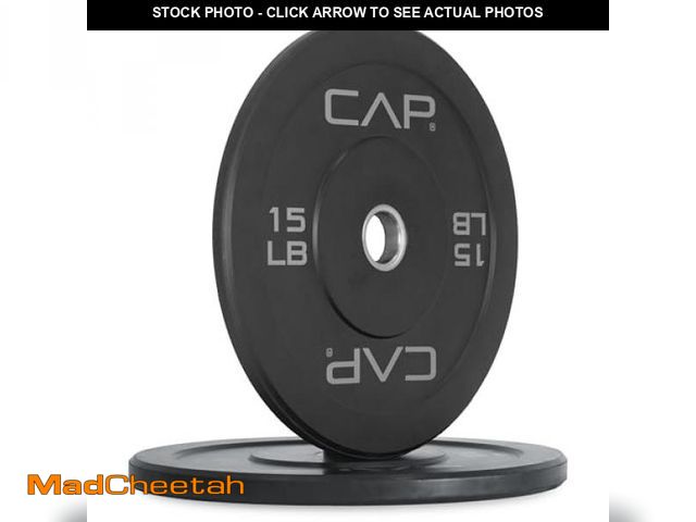 Lot 74-12153549 - CAP Barbell Olympic Rubber Bumper Plates (Pairs/Singles by Sizes) 15LB PAIR - UNUSED