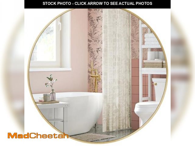 Lot 74-12399334 - SONGMICS Bathroom Round Mirror for Wall, 24 Inches Gold Circle Mirror, Metal Frame,for Bathroom Over...