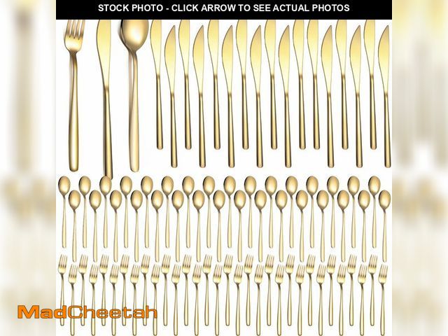 Lot 74-13627036 - Lemosae 240 Pcs Gold Silverware Set for 80 - Stainless Steel Flatware Cutlery Set Include Forks, Kni...