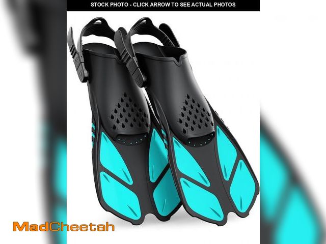 Lot 74-12307308 - Greatever Snorkel Fins Adjustable Buckles Open Heel Swim Flippers Travel Size Short Swim Fins for Sn...