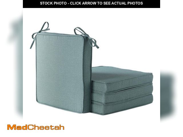 Lot 74-14115371 - Greendale Home Fashions 18 in. x 18 in. Seaglass Green Square Outdoor Dining Seat Cushion (4-Pack) -...
