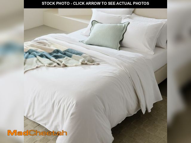 Lot 74-14425487 - Double Stitch GOTS Organic Cotton King Duvet Cover, Washed 300TC, White - UNUSED