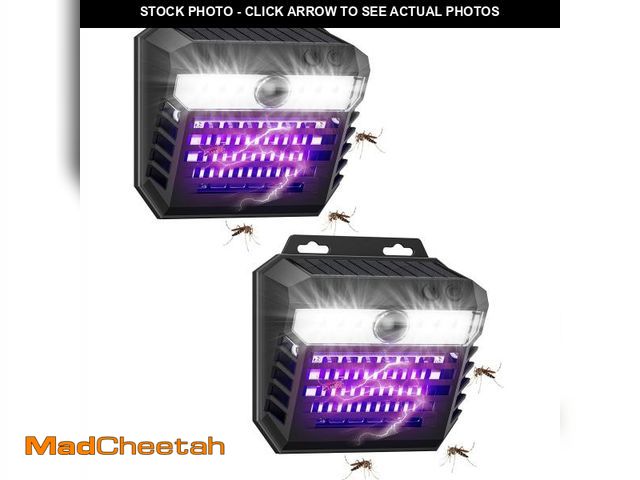 Lot 74-12302257 - 2 Pack of Solar Bug Zapper Outdoor &amp; Mosquito Light - 1000V Electric Bug Trap, Solar-Powered Fly...