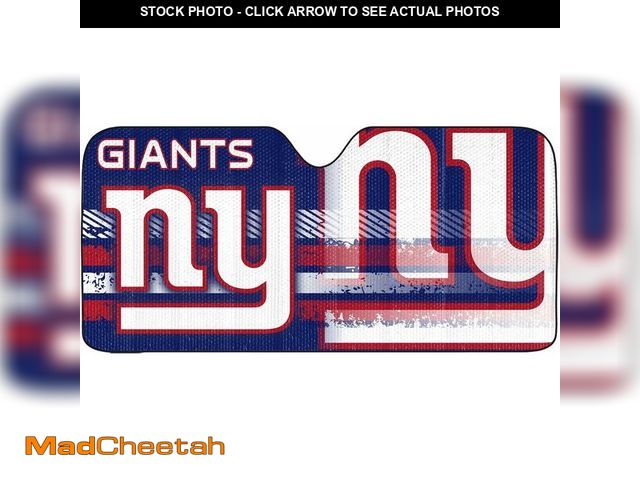Lot 74-12664291 - Fanmats 60064 NFL New York Giants Windshield Sun Auto Shade, Sun Shield Sun Visor | Accordion tri-fo...