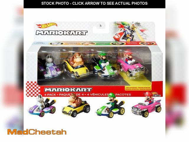 Lot 74-14079775 - Hot Wheels Mario Kart Vehicle 4-Pack, Set of 4 Fan-Favorite Characters Includes 1 Exclusive Model, C...