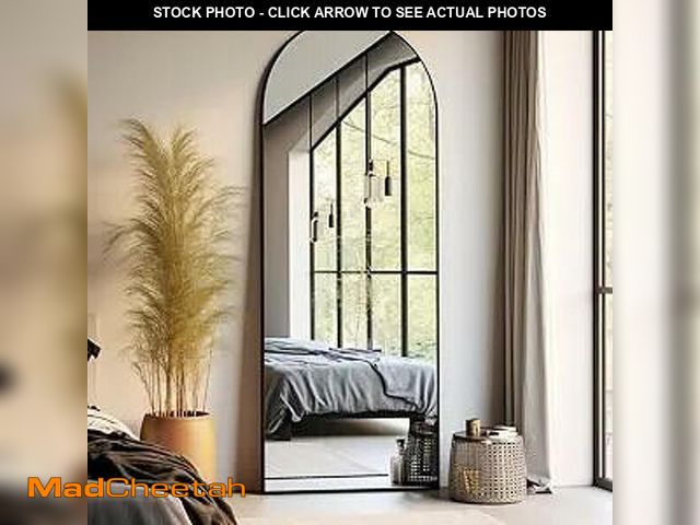 Lot 74-13836196 - Otlsh Arched Floor Mirror, 58"18" Full Length Mirror with Stand, Freestanding, Aluminum Frame - Blac...