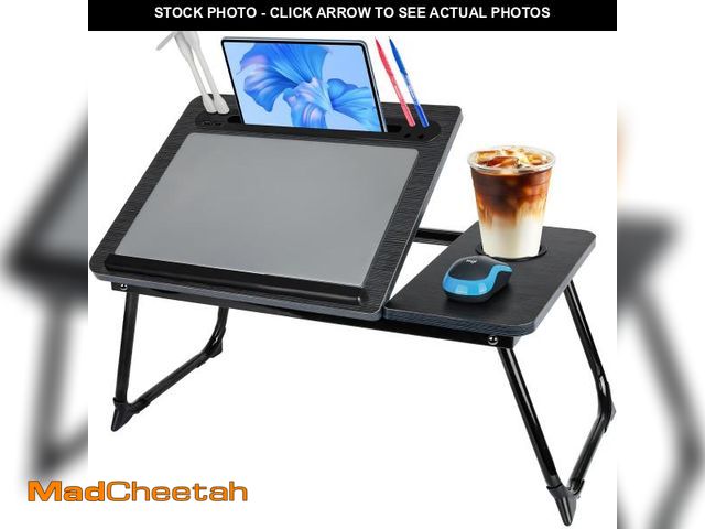 Lot 74-12151893 - Laptop Bed Desk, Adjustable Lap Desk, Small Laptop Table with USB Charge Port, Desktop Card &amp;Pen...