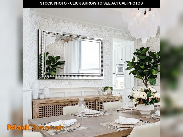 Lot 74-13639143 - Autdot 32" X 47" Large Wall Mirror for Decor Living Room, Rectangular Crystal Mirror with Glass Tile...