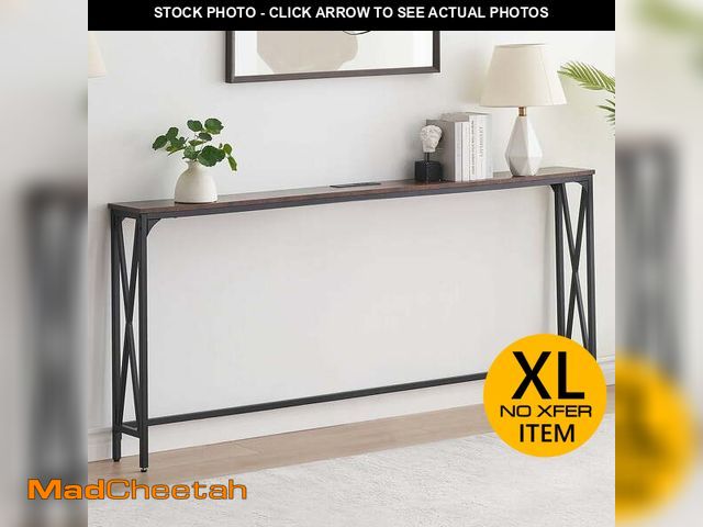 Lot 74-12678695 - 70" Console Table Entryway Sofa Table with Power Outlets,Rustic Brown - UNUSED